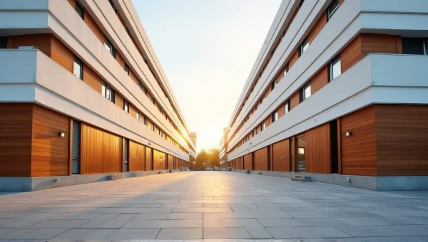 Architectural Building Facade At Golden Hour