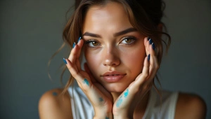 Artist Portrait With Colorful Paint-Covered Hands