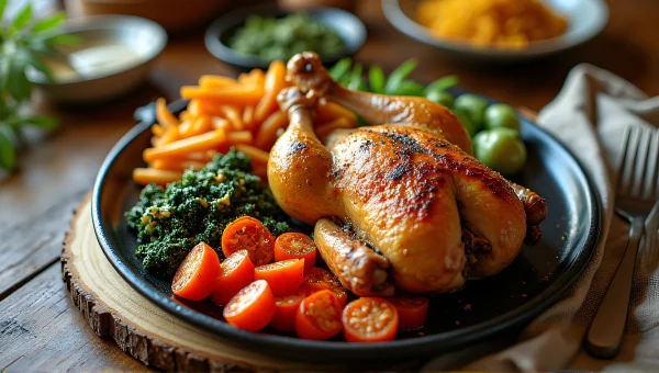 Assorted Cooked Food Overhead Shot on Wooden Table
