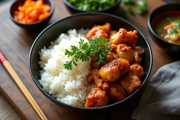 Assorted Cooked Food On Wooden Table Display