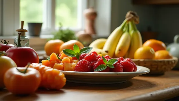 Assorted Fresh Fruits Still Life Arrangement