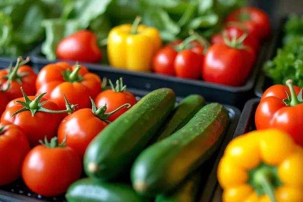 Assorted Fresh Vegetables On Trays Close-Up
