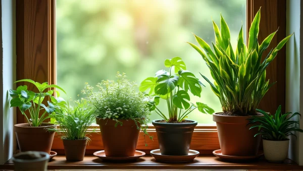 Assorted Potted Green Plants on Windowsill