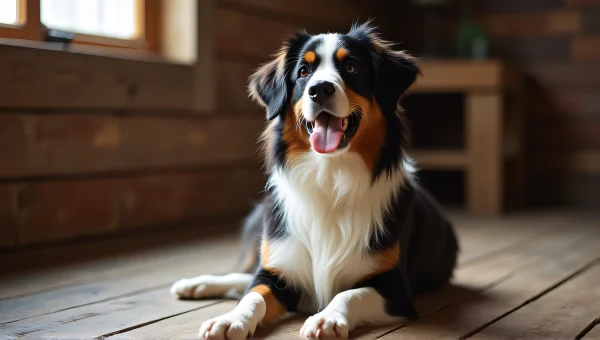 Australian Shepherd Dog Portrait Rustic Setting