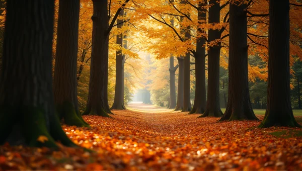 Autumn Forest Trees Sunlit Clearing View