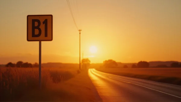 B1 Road Sign Sunset Country Road Landscape