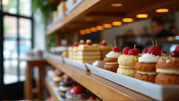 Bakeshop Interior With Assorted Cakes Displayed