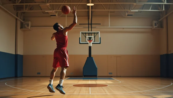 Basketball Player Jump Shot Focused Action