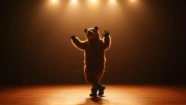 Bear Mask Dance Performance Under Stage Lights