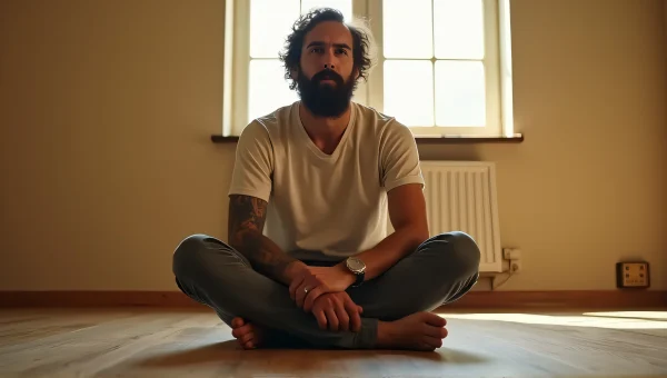 Bearded Individual Meditating in Sunlit Space