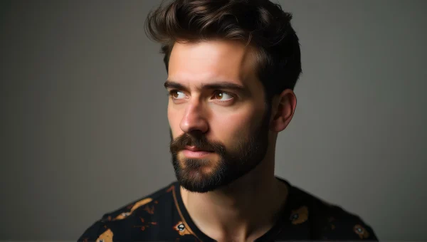 Bearded Man Portrait in Black and Brown Shirt