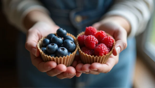 Berry Containers with Fresh Blueberries and Raspberries
