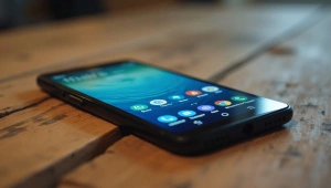 Black Android Smartphone Close-Up With Colorful Apps