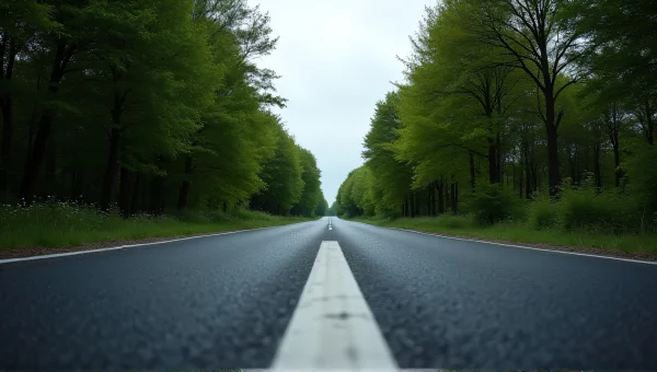 Black Concrete Road Beside Green Trees
