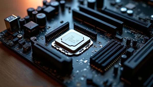 Black Gray Motherboard Close-Up Studio View