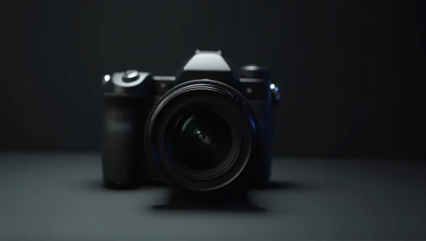 Black Professional Camera Close-Up On Matte Surface