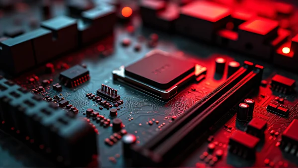 Black And Red Computer Motherboard Close-Up
