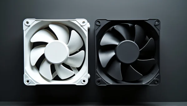 Black And White Computer Fans On Workbench