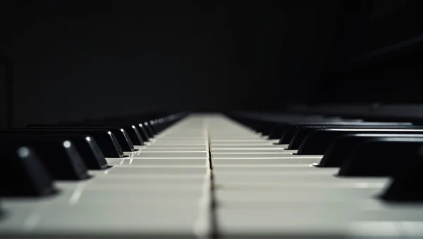 Black And White Piano Keys Close-Up Perspective