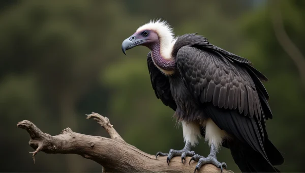 Black And White Vulture Perched On Branch