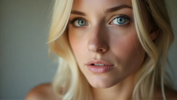Blond Woman Portrait Close-Up With Soft Lighting