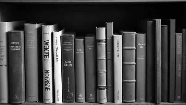 Bookshelf Arrangement In Grayscale image