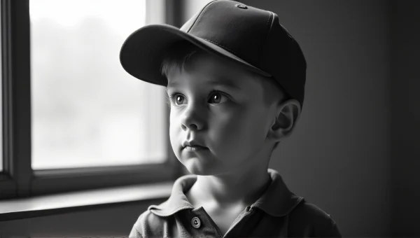 Boy in Polo Shirt and Cap Profile Portrait
