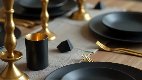 Brass And Black Table Decor For Elegant Events