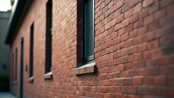 Brown Brick Building Facade with Narrow Windows