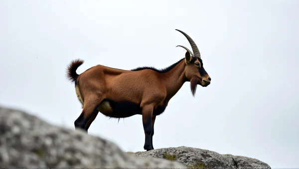 Brown Goat Standing On Rocky Outcrop