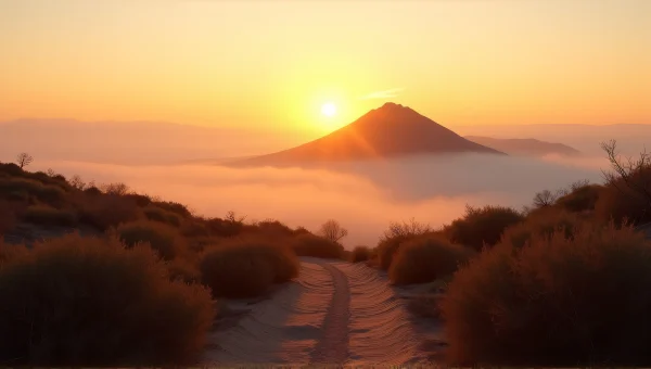 Brown Mountain Sunset With Misty Trail View