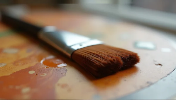 Brown Paint Brush On Wooden Palette Close-Up