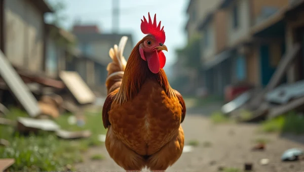 Brown Rooster Urban Nature Close-Up