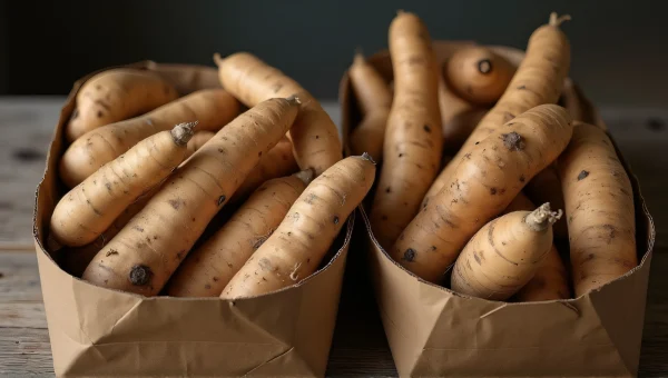 Brown Root Vegetables Still Life Arrangement