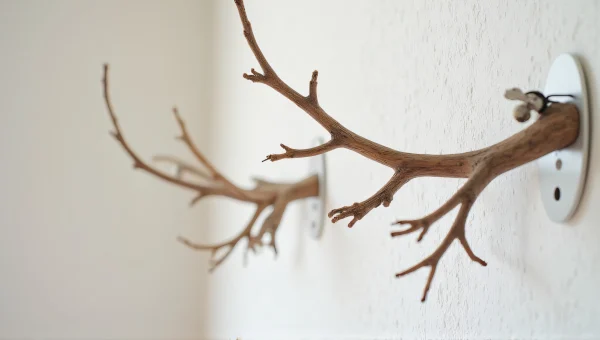 Brown Twig Wall Decor On White Plaster