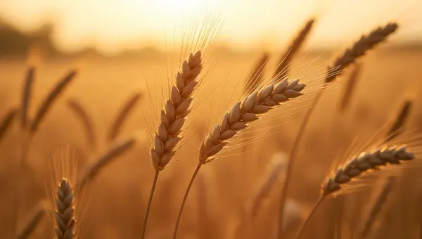 Brown Wheat Plants Close-Up in Dry Field