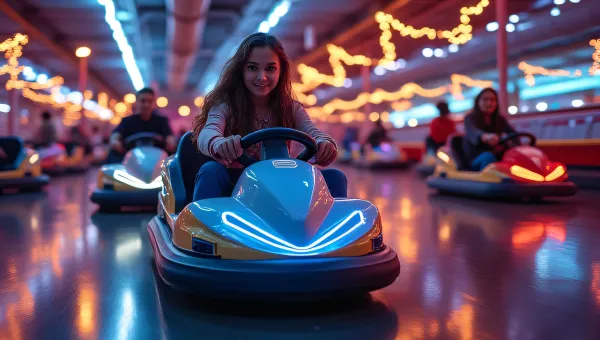 Bumper Cars Fun in Indoor Amusement Arcade