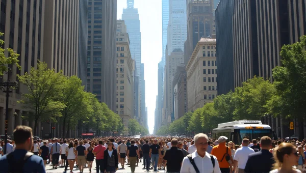 Bustling City Street Pedestrians and Vehicles