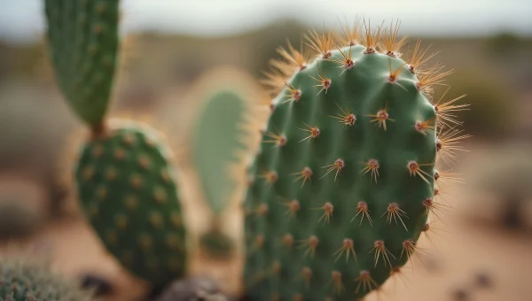 Cactus Pad Close-Up With Spines And Texture