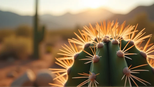 Cactus Pad With Sharp Spines In Desert Landscape
