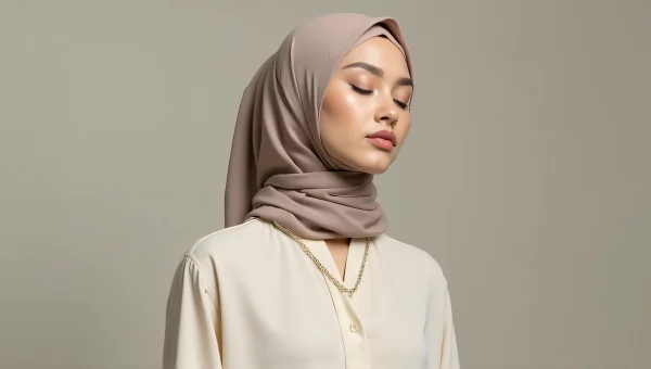 Calm Female Figure in Ivory Blouse and Hijab