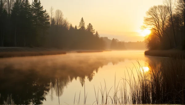Calm River Reflections at Golden Hour