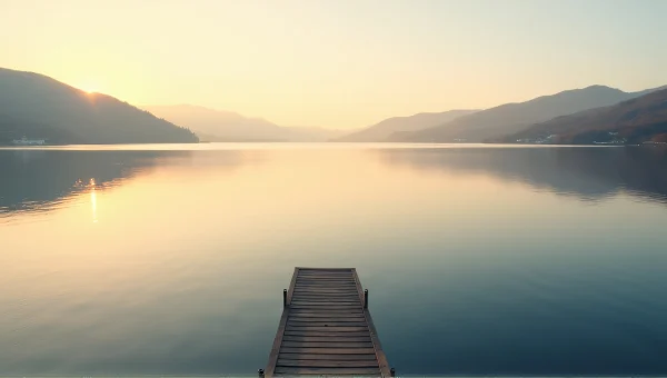 Calm Waters Reflection Dock Golden Hour Landscape