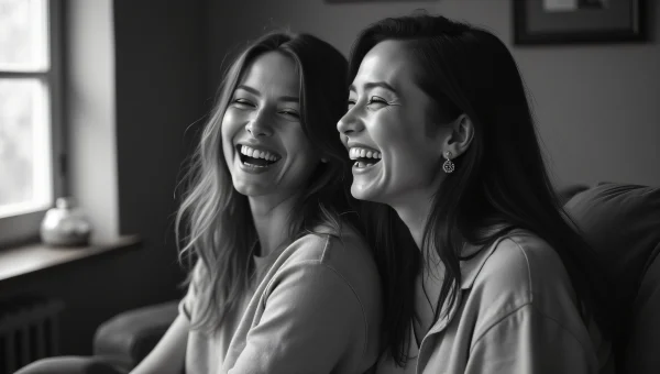 Candid Grayscale Laughter Between Friends