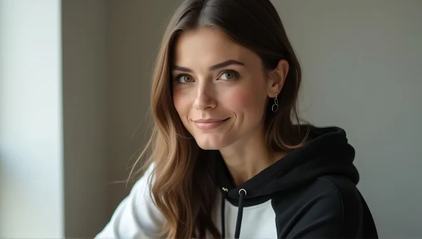 Candid Portrait of Woman in Black Hoodie