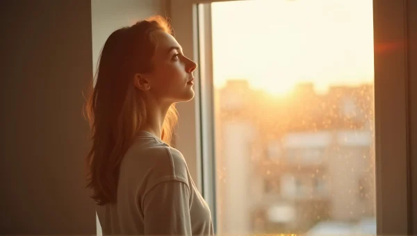 Candid Woman by Sunlit Window Portrait