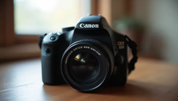 Canon Camera Close-Up On Wooden Table