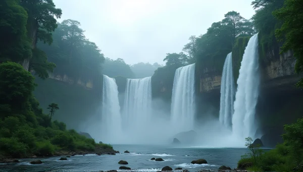 Cascading Waterfalls In Lush Forest Setting