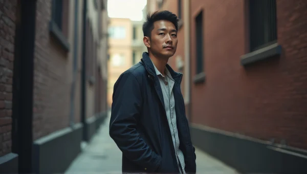 Casual Asian Man Urban Alley Portrait
