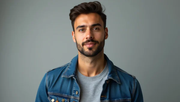 Casual Man In Denim Jacket Portrait Studio Lighting
